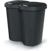 Prosperplast Abfallbehälter Compacta B Duo schwarz Fassungsvermögen 40 l ein Fach zwei Deckel Wandmontage NDBS40-S411