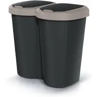Prosperplast Abfallbehälte Compacta B Duo braun/schwarz Fassungsvermögen 40 l ein Fach zwei Deckel Wandmontage NDBS40-WG5C_S411