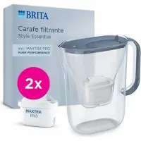 Brita Style Essential Wasserfilter-Karaffe, 2,4L Kapazität, 2 Maxtra Pro Pure Filter, Mineral Blau