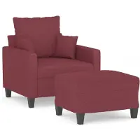 vidaXL Sessel mit Hocker Weinrot 60 cm Stoff