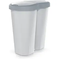 Prosperplast Abfallkorb Compacta R Duo grau/aschgrau Fassungsvermögen 40L ein Fach zwei Deckel NDRF40-429U_427C