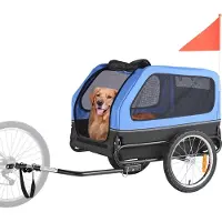 Vevor Hundeanhänger, bis zu 40 kg, Fahrradanhänger für kleine & große Hunde, zusammenklappbarer Rahmen mit Rädern, universelle Fahrradkupplung, Flagge, interne Leine, 1320x715x750 mm