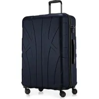 Suitline - Reisekoffer groß erweiterbar, Koffer XL 4 Rollen, Rollkoffer Hartschale, Trolley Hardcase Check-In Gepäck 20-23 kg, Gurtmaß 158 cm, TSA,Dunkelblau