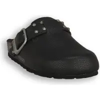 Grünland Damen Holzschuhe aus Naturleder Schwarz mit Kork-Innensohle