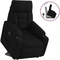 Syfax Relaxsessel mit Aufstehhilfe Schwarz Stoff