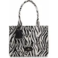 WITTCHEN Damen-Shopper-Tasche aus Jacquard mit Quaste, weiß und schwarz
