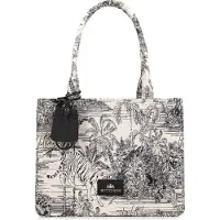 WITTCHEN Damen-Shopper-Tasche aus Jacquard-Stoff mit Quaste, Schwarz und Creme