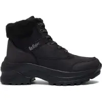Lee cooper Damen Stiefeletten Schwarz isoliert mit Fellbesatz 4 cm Absatz