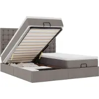 Syfax Ottoman-Bett mit Matratzen & LEDs Taupe 160x200 cm Stoff