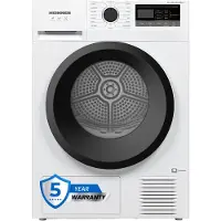Heinner HHPD-M8N13PBKE++, Freistehend, Frontlader, Wärmepumpe, Weiß, Drehregler, Berührung, Rechts