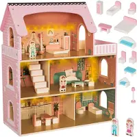 Kruzzel 26364 Puppenhaus XXL mit LED-Beleuchtung, aus Holz