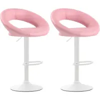 CLP 2er Set Barhocker Olinda Kunstleder höhenverstellbar und drehbar pink Gestell Farbe weiß
