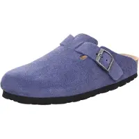 Rohde Damen Clog Pantolette aus Velourleder mit Tieffußbett Alba 6071, Größe:40 EU, Farbe:Blau