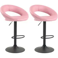 CLP 2er Set Barhocker Olinda Kunstleder höhenverstellbar und drehbar pink Gestell Farbe schwarz