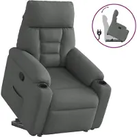 Syfax Relaxsessel mit Aufstehhilfe Dunkelgrau Stoff
