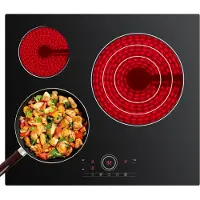 CDV Elektro-Kochfeld 60 cm Einbau Glaskeramik Kochfeld 3 Zonen 9 Stufen Touch Control 5700W CDVER573