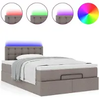 Syfax Ottoman-Bett mit Matratze & LEDs Taupe 120x200 cm Stoff