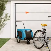 vidaXL Möbel Fahrradanhänger Hunde Blau und Schwarz Oxford-Gewebe & Eisen - Fahrradanhänger &45646