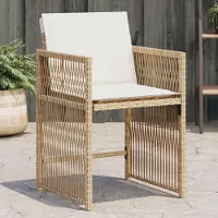 vidaXL "Schlussverkauf" Gartenstühle mit Kissen 4 Stk. - - Beige Poly Rattan C17615