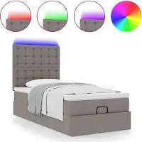 Syfax Ottoman-Bett mit Matratze & LEDs Taupe 80x200 cm Stoff