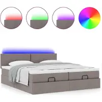 Syfax Ottoman-Bett mit Matratzen & LEDs Taupe 180x200 cm Stoff