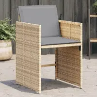 vidaXL Möbel Gartenstühle mit Kissen 4 Stk. Beigemischung Poly Rattan - Gartenstühle 4007461