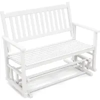 Costway 2-Sitzer Gartenbank mit sanfter Gleitbewegung, wetterfeste Schaukelbank bis 225kg, Sitzbank 126x68x100cm Weiß