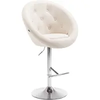 CLP Barhocker London V2 Stoff drehbar und höhenverstellbar creme Gestell Farbe chrom