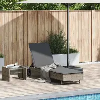 Prolenta Maison Exclusive - Sonnenliege mit Rollen und Auflage Grau Poly Rattan