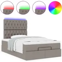 Syfax Ottoman-Bett mit Matratze & LEDs Taupe 120x190 cm Stoff
