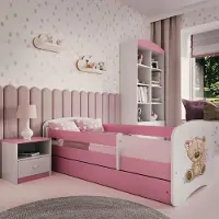 RAUMHIRSCH FURNITURE Kinderbett Jugendbett Teddybärblumen 70x140, 80x160, 80x180 cm - Komplettset mit Schublade & Rausfallschutz