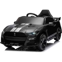 Beneo Ford Shelby Mustang GT 500 Cobra Elektroauto für Kinder, Schwarz, 2,4-GHz-Fernbedienung, USB-Eingang, LED-Leuchten, 2 x 30-W-Motor, ORIGINAL-Lizenz