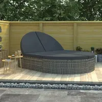 vidaXL "2026 Promotion" Doppel-Sonnenliege, Gartenliege 2-Personen, mit Kissen Poly Rattan Grau - Liegestuhl CC26640
