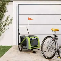Prolenta Maison Exclusive - Fahrradanhänger Hunde Grün und Grau Oxford-Gewebe und Eisen