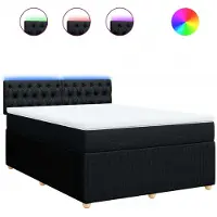 Syfax Boxspringbett mit Matratze Schwarz 140x190 cm Stoff
