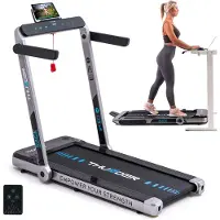 Thunder RACE-SILVER | Laufband | 2 KM | 0,8–14 km/h | Klappbar | LED-Display | App-Kompatibel | Bis 130 kg | CE & RoHS