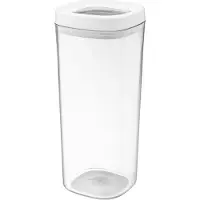 Galicja AMOS 1800 ml transparenter, quadratischer Lebensmittelbehälter mit weißem Deckel