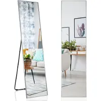 Costway 160 x 40 cm Ganzkörperspiegel, 3 in 1 Standspiegel und Wandspiegel, Ankleidespiegel, Garderobenspiegel für Schlafzimmer, Wohnzimmer und Eingangsbereich, Silber
