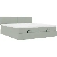 Syfax Ottoman-Bett mit Matratzen Hellgrau 180x200 cm Samt