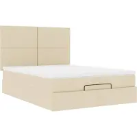 Syfax Ottoman-Bett mit Matratze Creme 140x200 cm Stoff