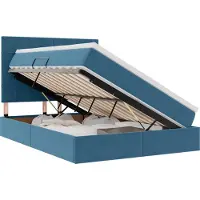 vidaXL LED-Speicherbett mit Matratze Dunkelblau 140 x 200 cm Samt