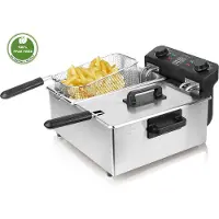 Emerio Doppel-Fritteuse – 2 × 3 Liter – PFAS-frei – Regelbarer Thermostat – Kaltzone – Edelstahl – DF-120485