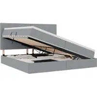 vidaXL LED-Speicherbett mit Matratze Hellgrau 200 x 200 cm Stoff