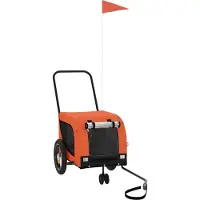Syfax Fahrradanhänger Hunde Orange und Schwarz Oxford-Gewebe & Eisen