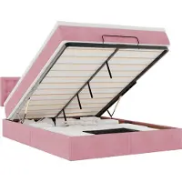 Syfax Ottoman-Bett mit Matratze & LEDs Rosa 140x200 cm Samt