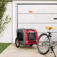 vidaXL Möbel Fahrradanhänger Hunde Rot und Grau Oxford-Gewebe & Eisen - Fahrradanhänger &46754