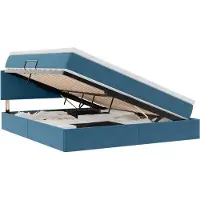 Syfax Aufbewahrungsbett mit Matratze Dunkelblau 180 x 200 cm Samt