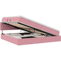 vidaXL LED-Speicherbett mit Matratze Rosa 200 x 200 cm Samt