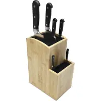 Relaxdays Messerblock unbestückt, Bambus, Borsteneinsatz, 2 Etagen, HBT 25,5 x 11,5 x 18 cm, Messerhalter, natur/schwarz