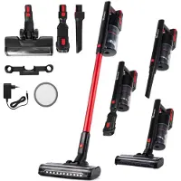 Lehmann Akkustaubsauger kabellos, 12 kPa, beutellos, HEPA-Filter, LED-Bürste, 3in1 Zubehör, leise, 45 Min Laufzeit, für Tierhaare & Allergiker